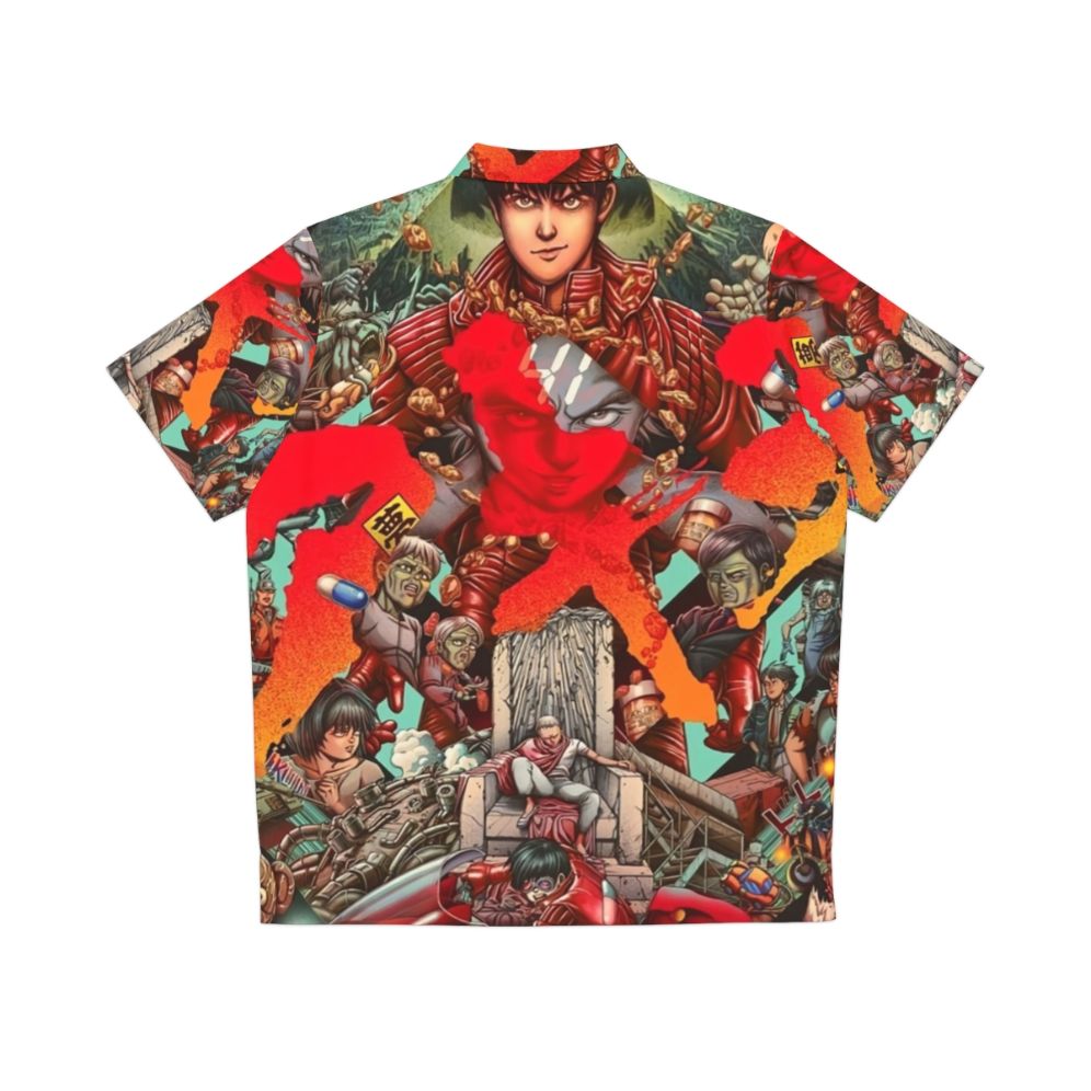 Akira-inspired Hawaiian shirt with retro Japanese cyberpunk design - Back