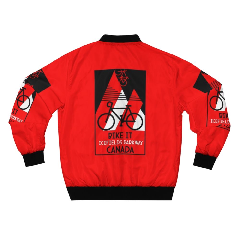 Cycling Icefields Parkway Alberta Canada Bomber Jacket - Outdoor Adventure Gear for Mountain Cycling in Canada - Back