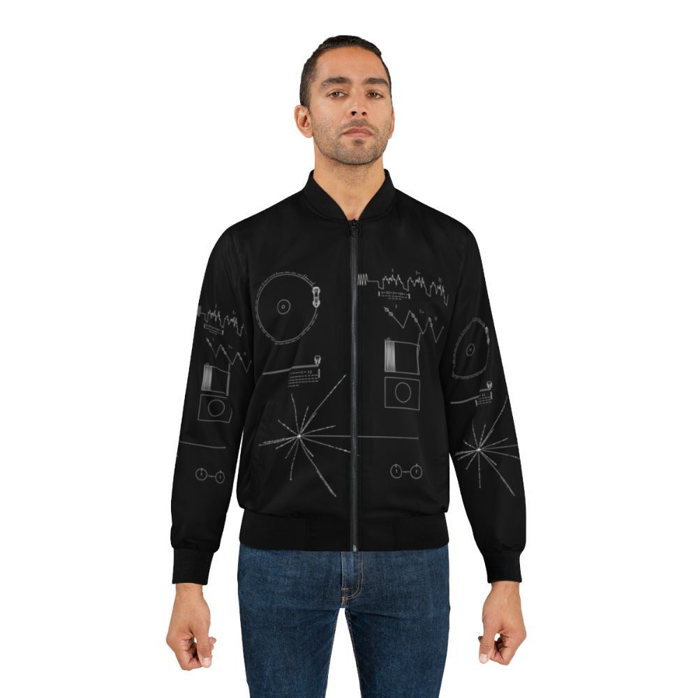 Voyager Golden Record bomber jacket with abstract space and astronomy designs - Lifestyle