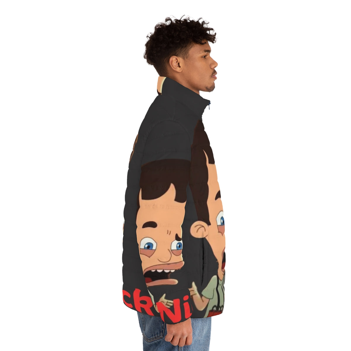 Big Mouth Nick Birch Fan Art Puffer Jacket - men side right