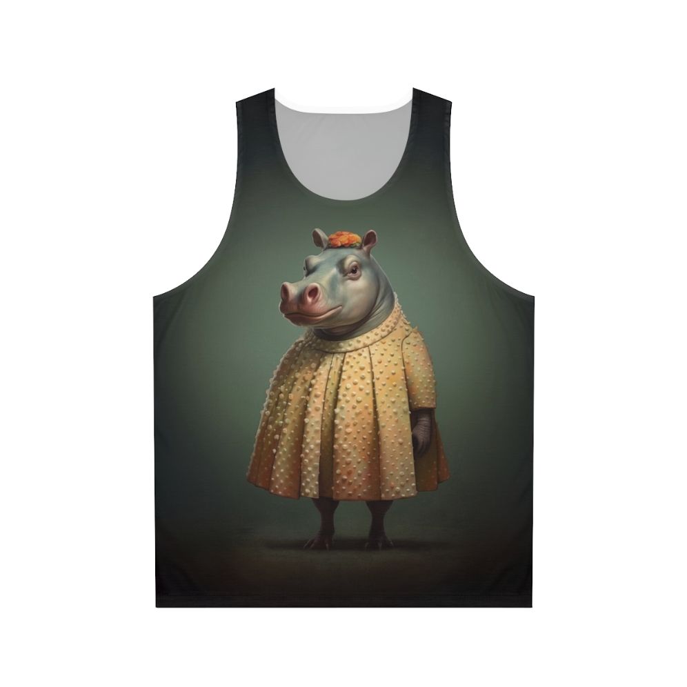 Vintage Retro Hippo 1950s Unisex Tank Top