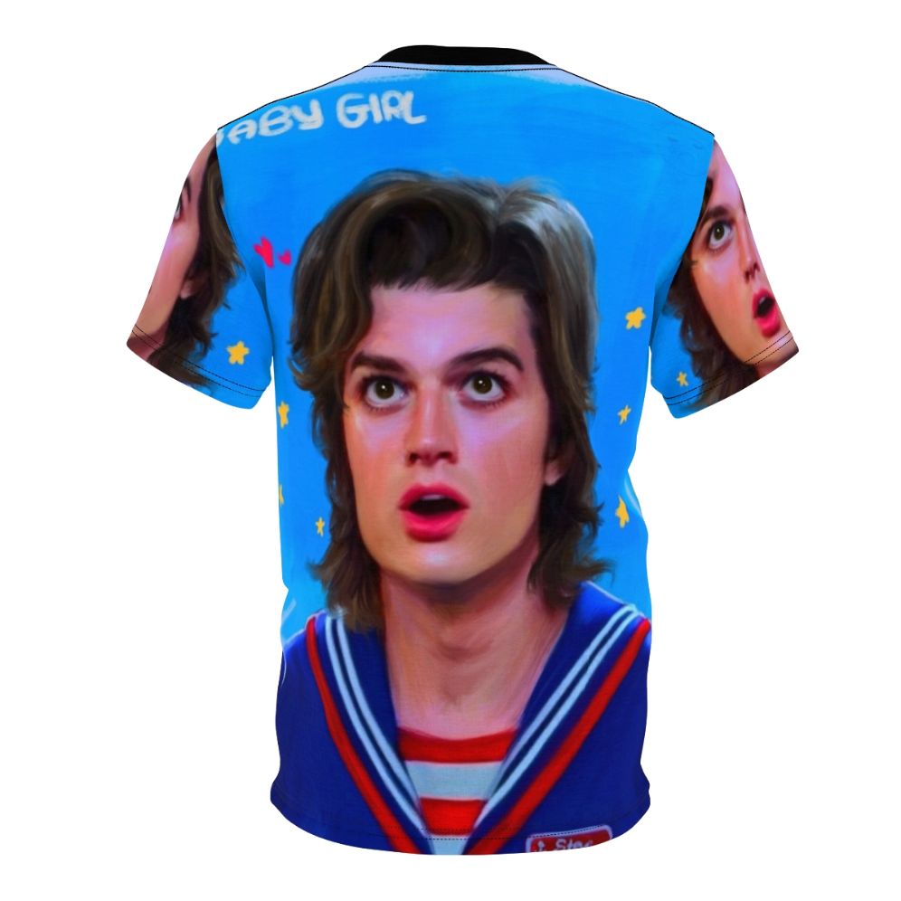 Retro-inspired t-shirt design featuring Steve Harrington from the Netflix series Stranger Things - Back