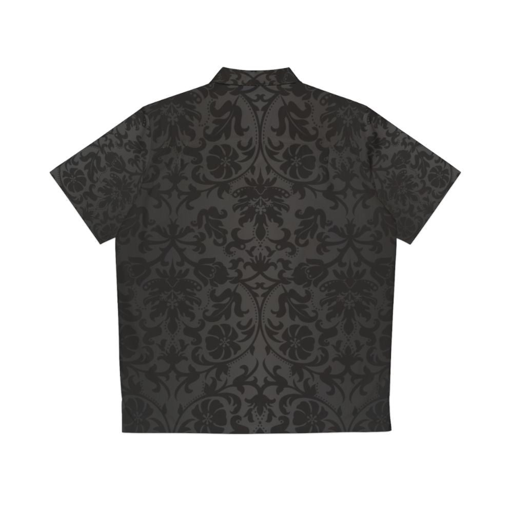 Black Floral Damask Hawaiian Shirt - Back