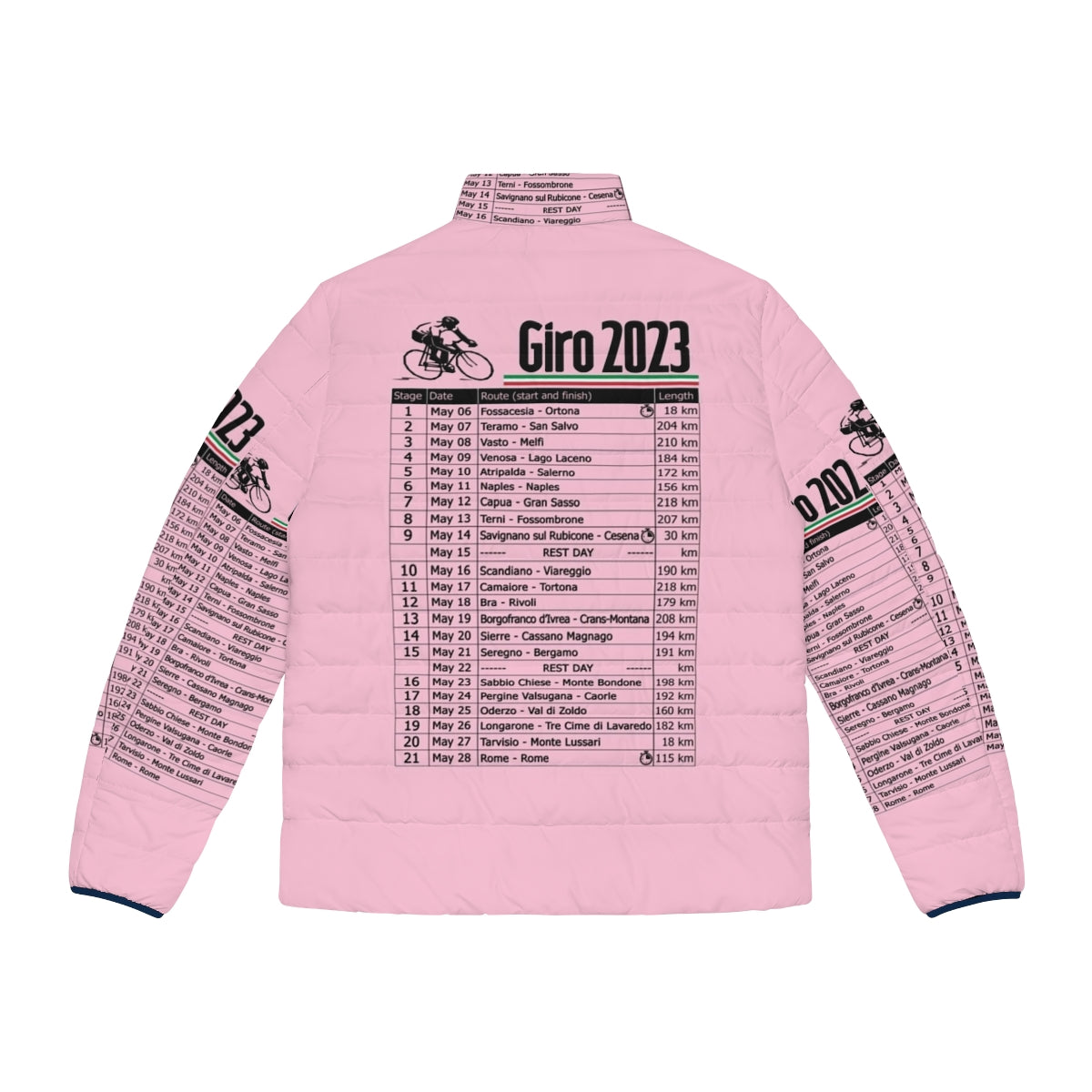 Giro d'Italia 2023 Puffer Jacket, a must-have for cycling enthusiasts - Back