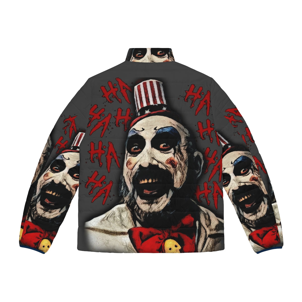 Captain Spaulding puffer jacket, featuring the iconic horror character from Rob Zombie's films - Back