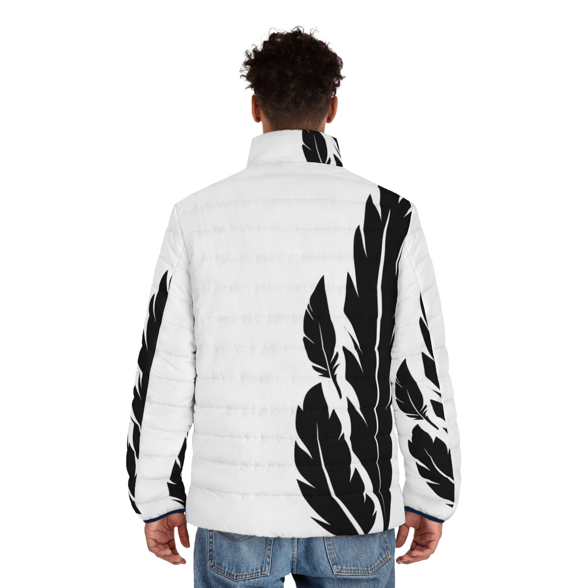 Hawkmoon Black and White Feathers Puffer Jacket for Destiny and Destiny 2 Players - men back