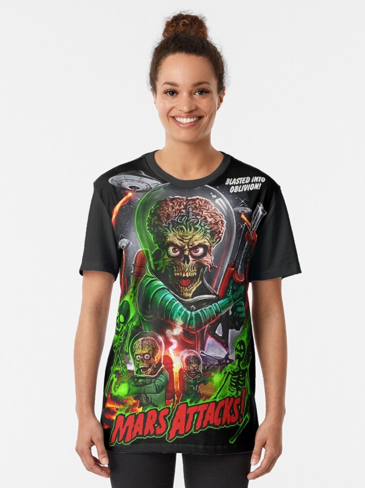 Mars Attacks graphic t-shirt featuring retro alien martians - Women