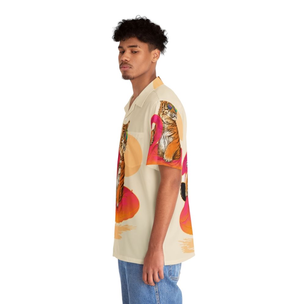 Stylish tropical flamingo tiger Hawaiian shirt - People Left