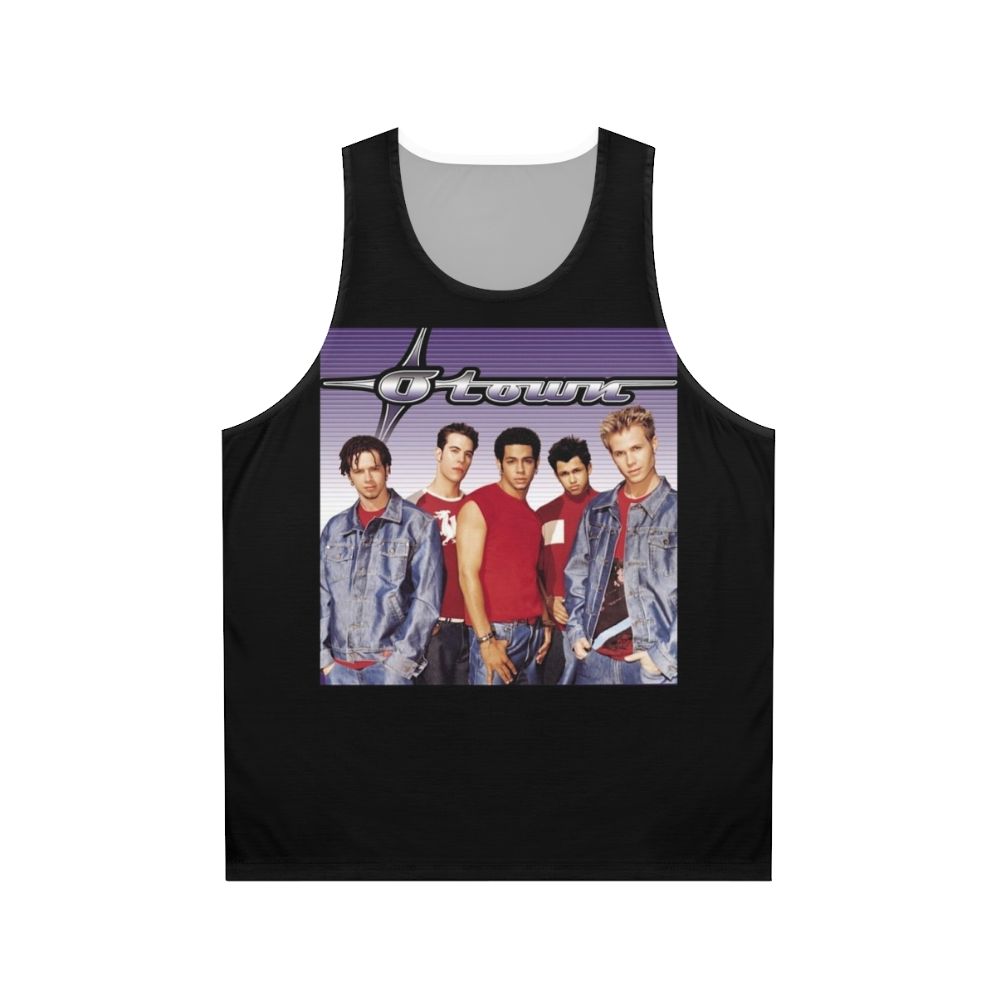 Unisex tank top featuring retro boy band music design