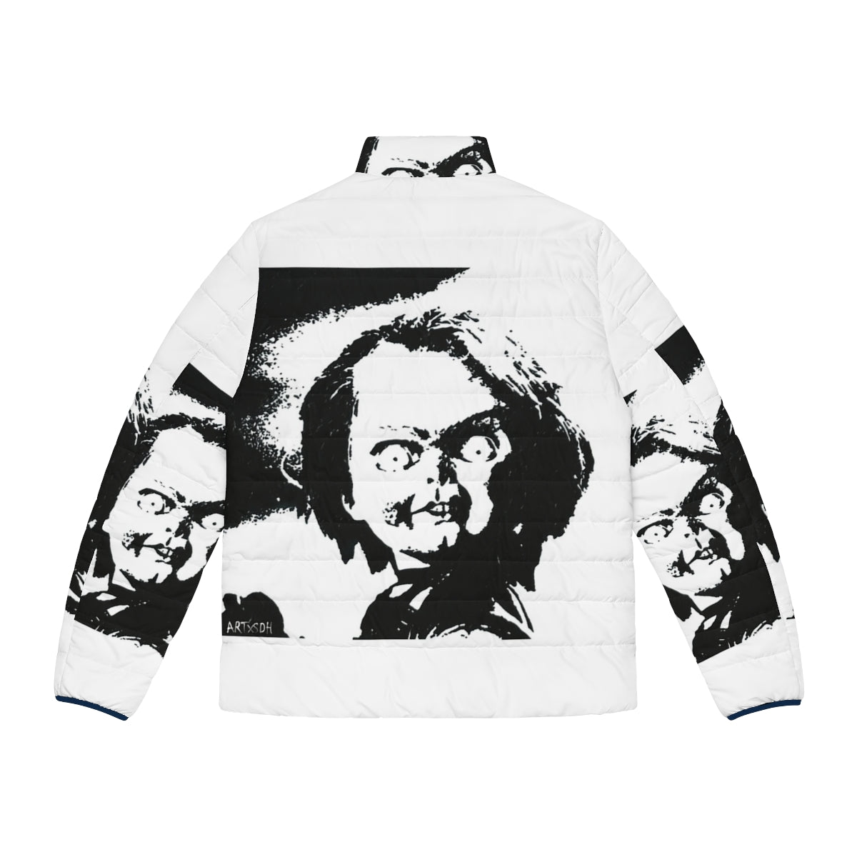 Chucky Puffer Jacket featuring horror movie pop art design - Back