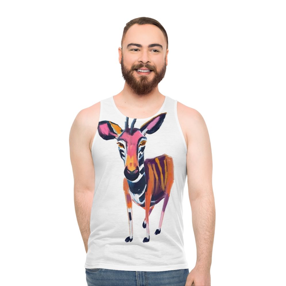 Okapi unisex tank top with text "Okapi Animals Are About To Go Extinct" - men