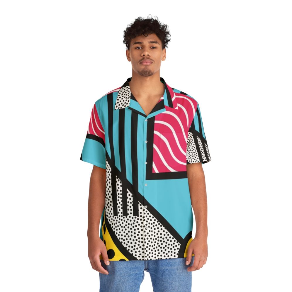 Abstract 80s Memphis pop art style graphics Hawaiian shirt - Lifestyle