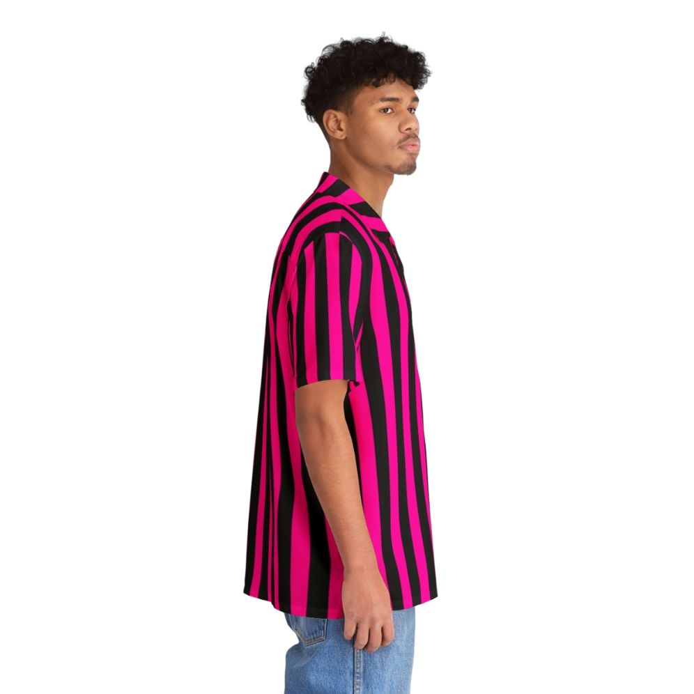 Vibrant pink and black striped Hawaiian shirt - People Pight