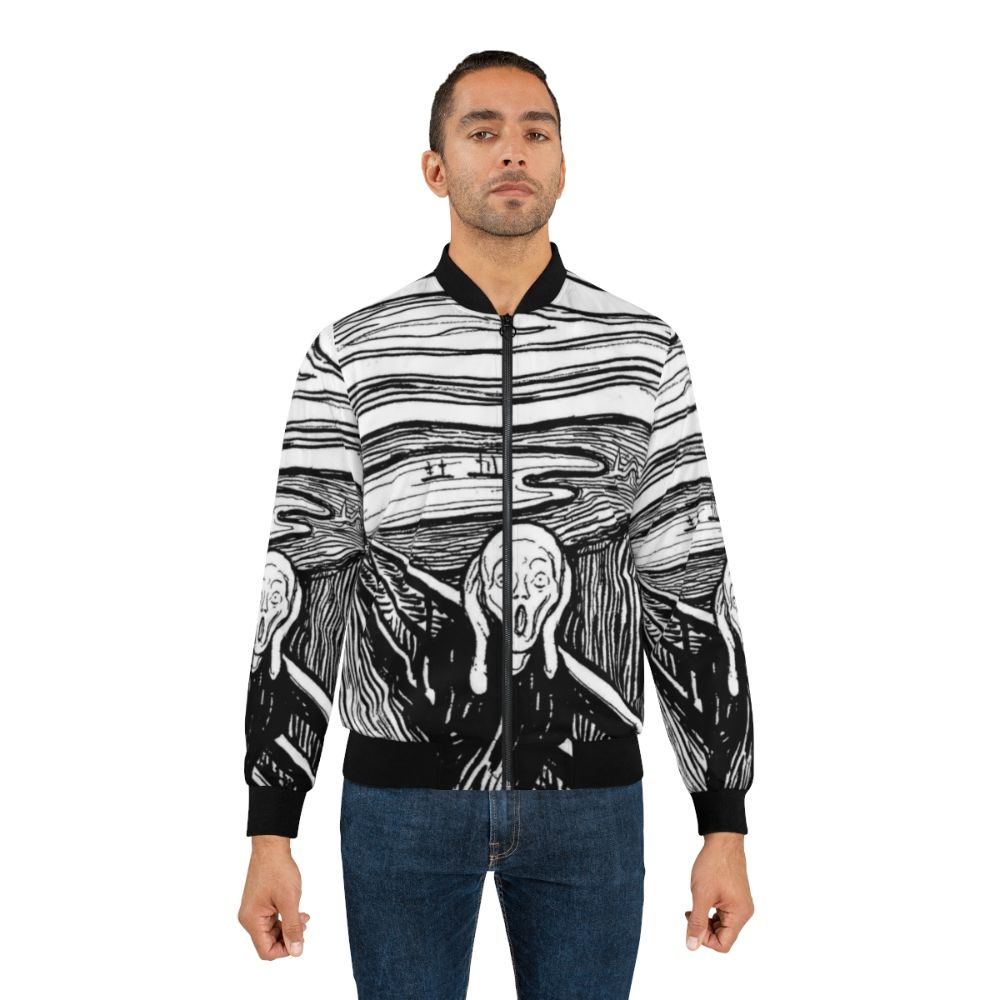 Bomber jacket featuring Edvard Munch's iconic expressionist painting "The Scream" - Lifestyle