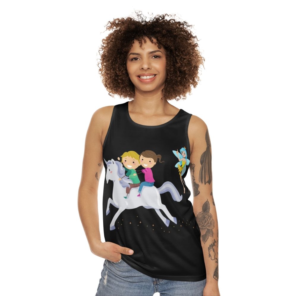 Unisex tank top with fantasy animal and lightning dragon design - women