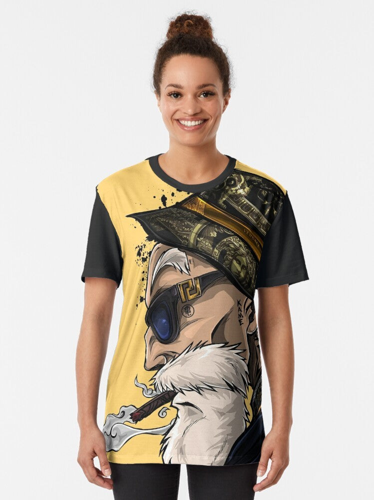 Master Roshi from the anime Dragonball Z featured on a graphic t-shirt - Women