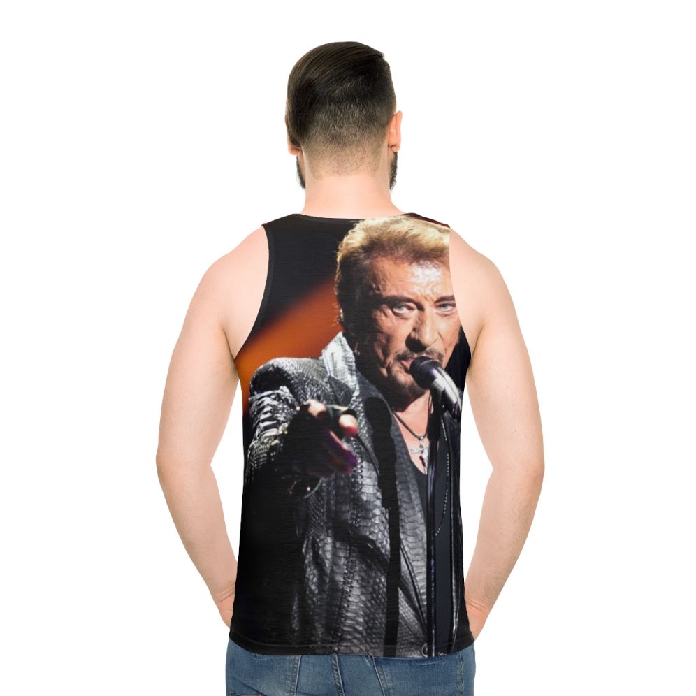 Johnny Hallyday Singer Unisex Tank Top - men back