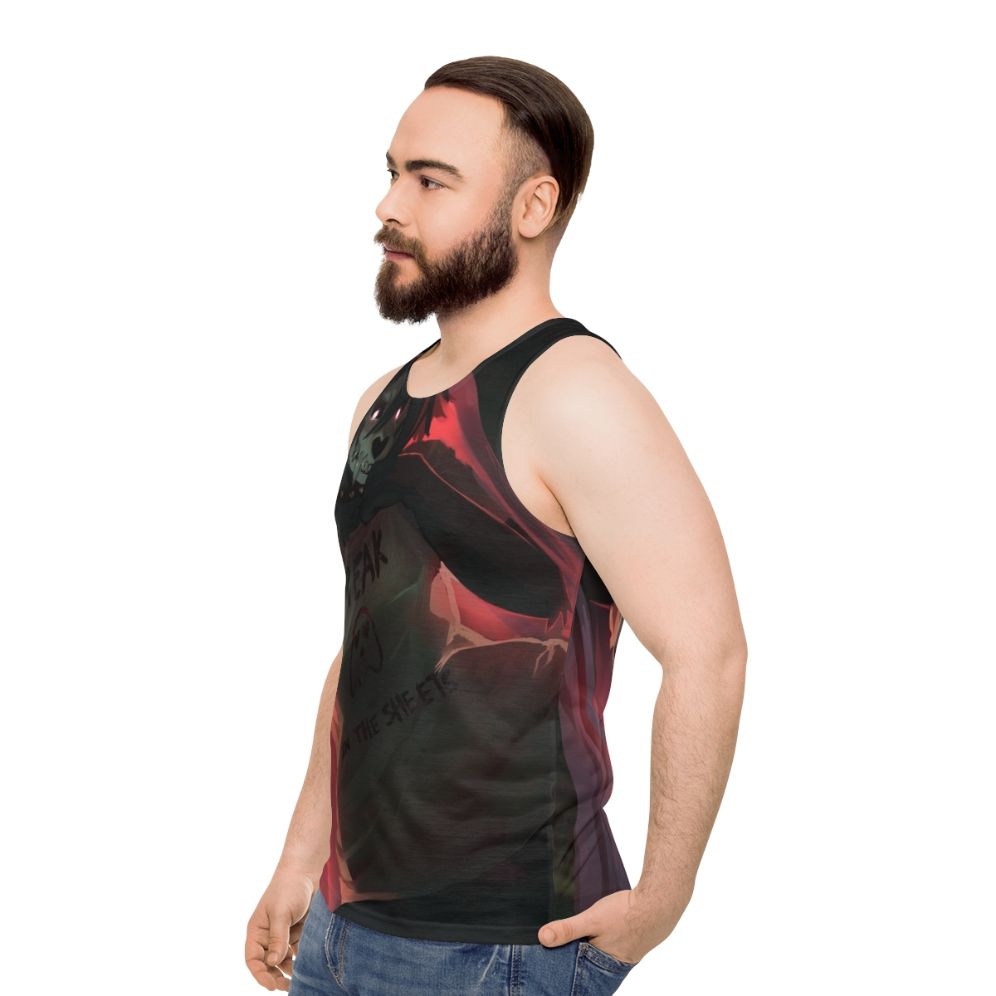 SCP-1471 Unisex Tank Top featuring a werewolf or skull dog design - men side