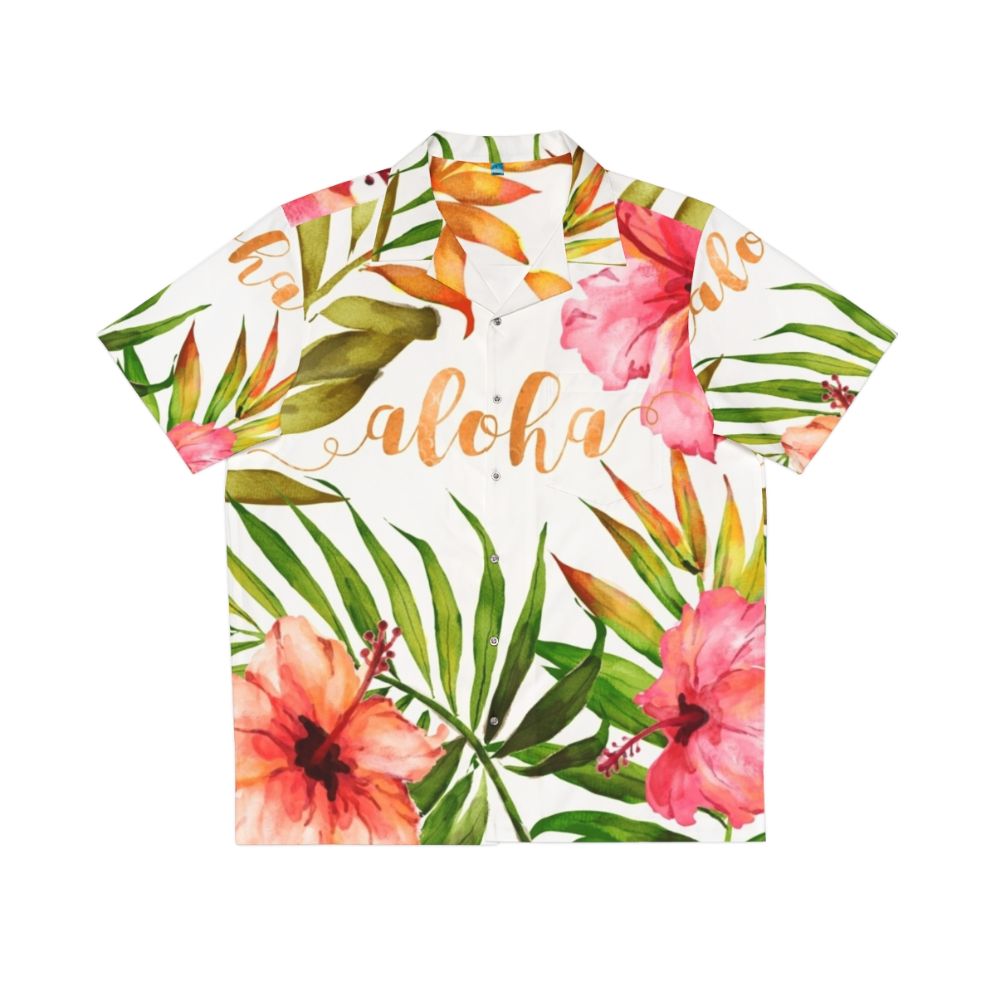 Aloha tropical hawaiian floral watercolor shirt