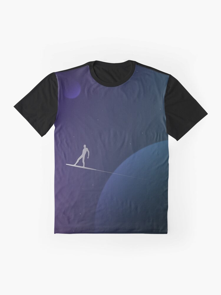 Silver Surfer minimal graphic design on a t-shirt - Flat lay