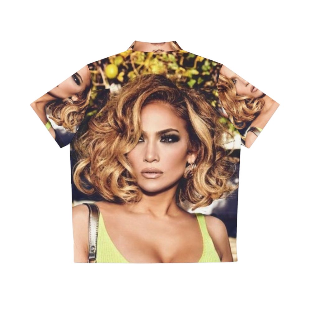 Jennifer Lopez wearing a tropical print Hawaiian shirt - Back