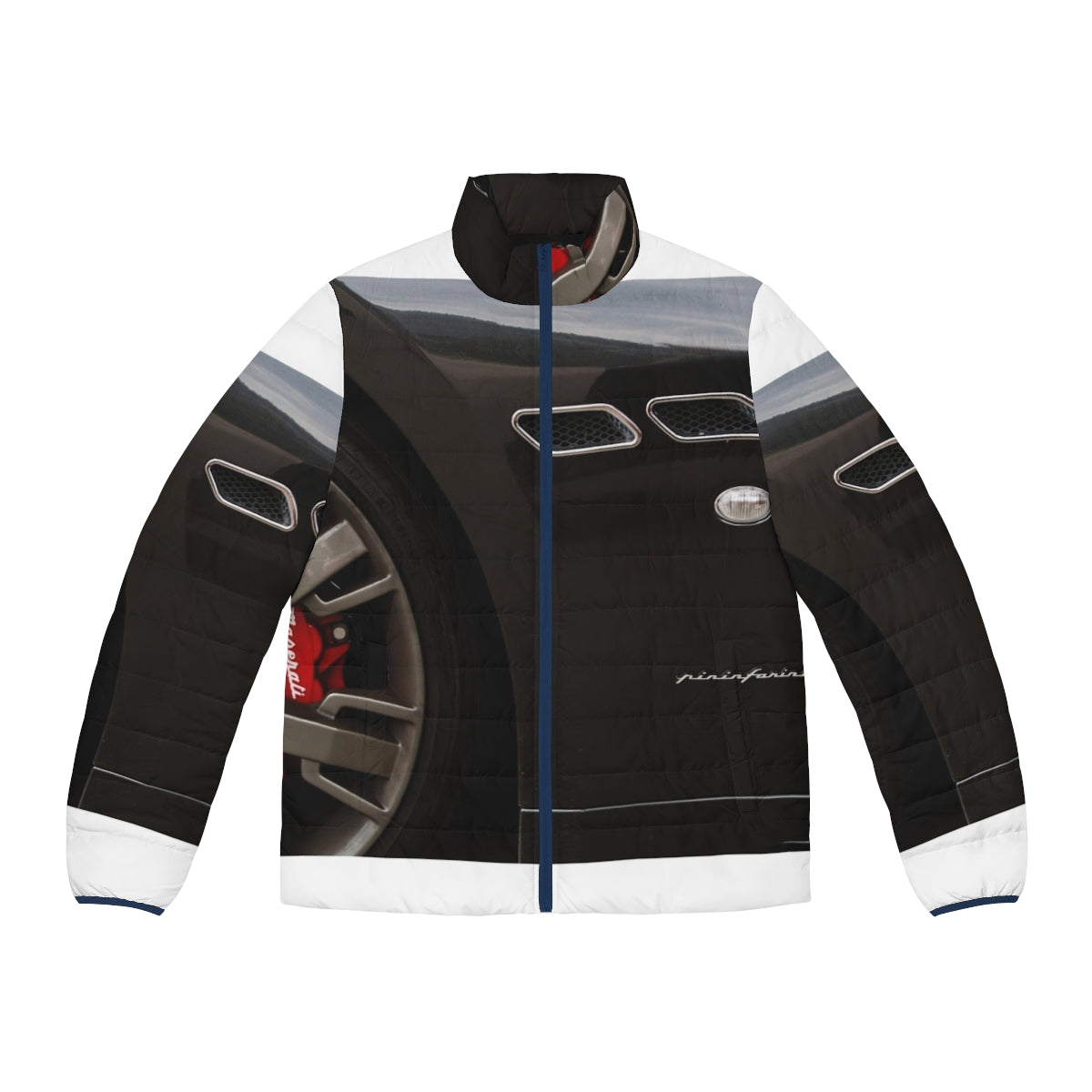 Granturismo Puffer Jacket with Maserati logo and sports car design