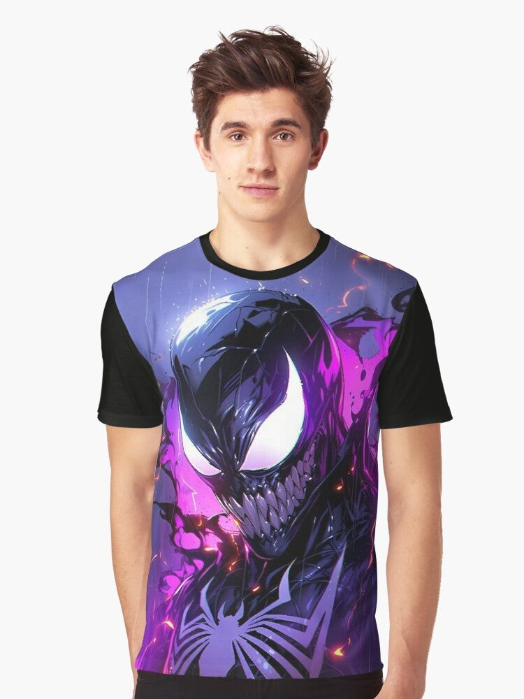 Marvel Symbiote Graphic T-Shirt featuring characters from the Venom and Spiderman comics - Men