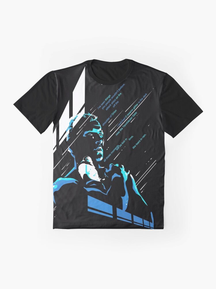 Like Tears in Rain Sci-Fi Graphic T-Shirt featuring a quote from Philip K. Dick's Blade Runner - Flat lay