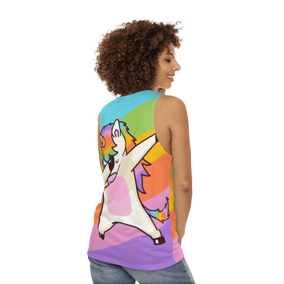 Dabbing Unicorn Hip Hop Dab Pose Unisex Tank Top - women back