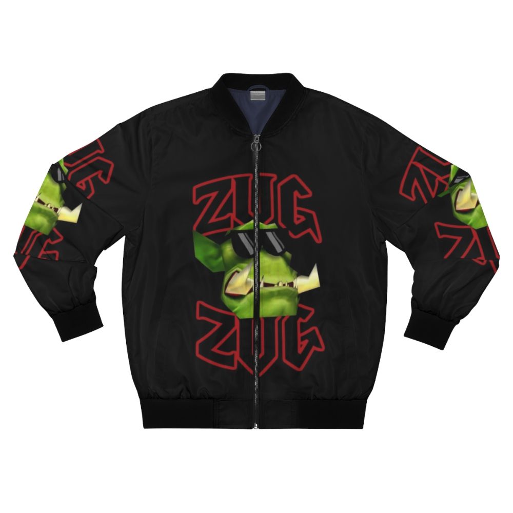 Warcraft inspired ZUG ZUG bomber jacket with orc and gaming references