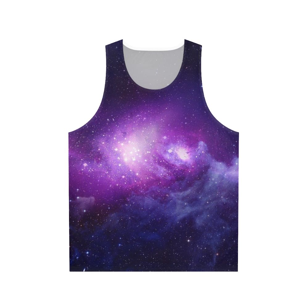 Vibrant galaxy unisex tank top with starry night design