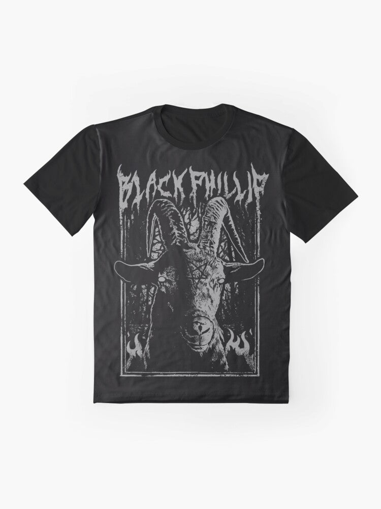 Black Metal 'The Witch' Black Phillip Graphic T-Shirt - Flat lay