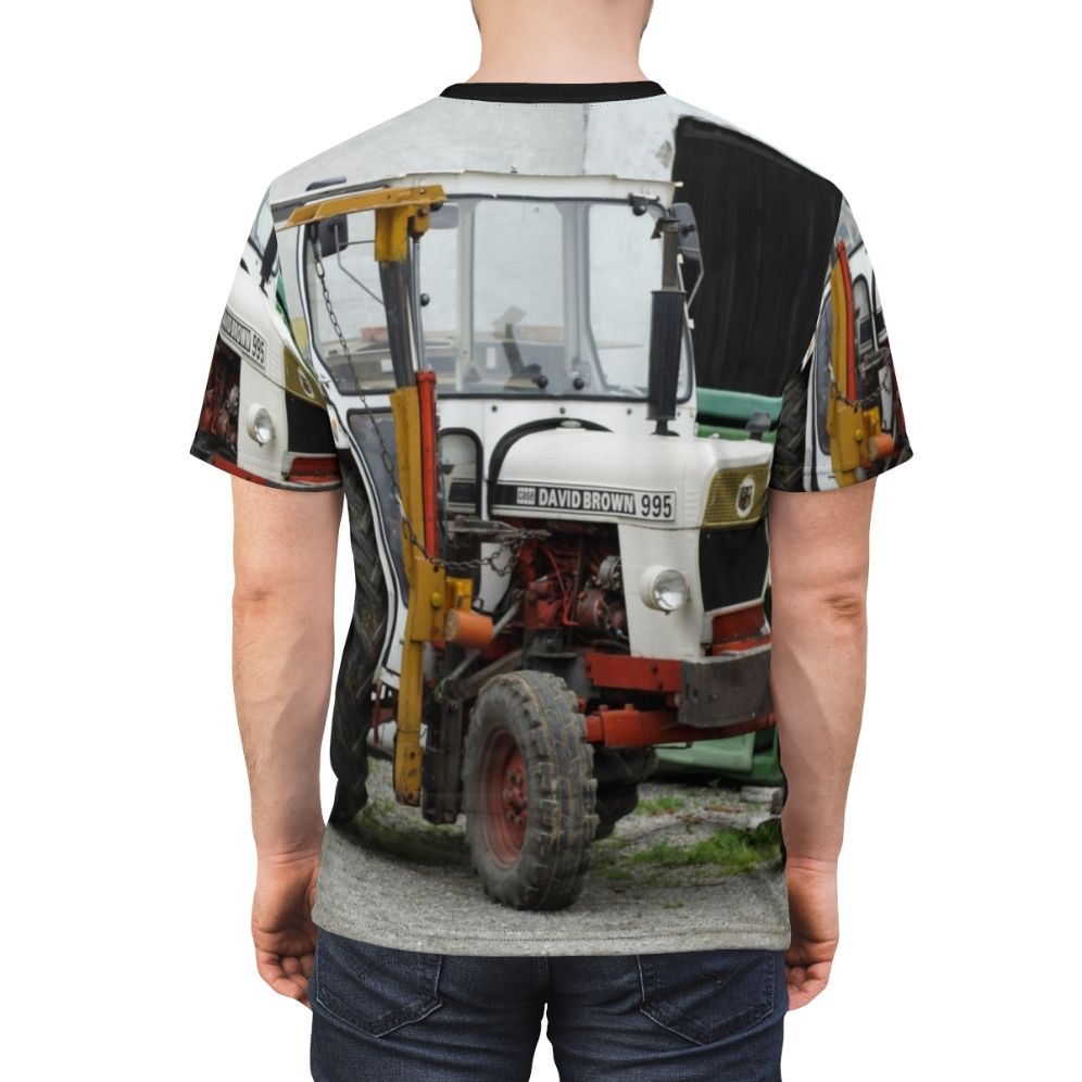 Vintage t-shirt design featuring a David Brown 995 tractor - men back