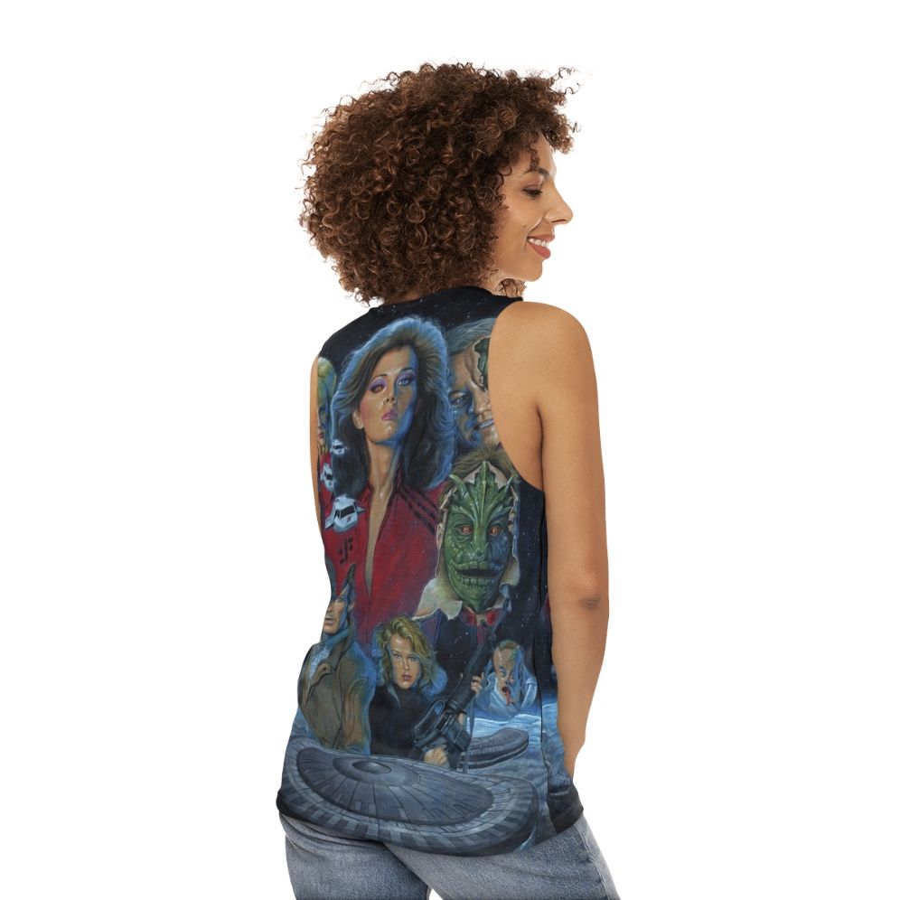 Retro V Visitors Unisex Tank Top - women back