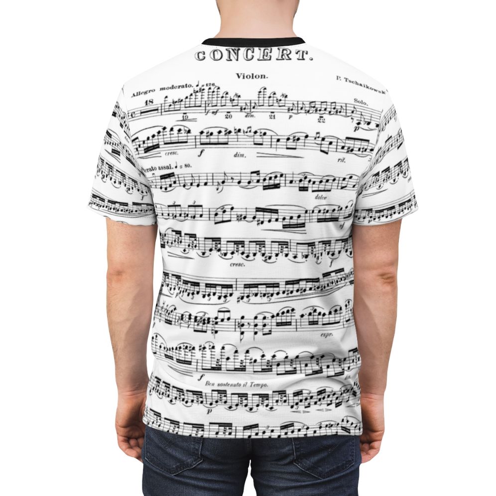 T-shirt featuring the Tchaikovsky Violin Concerto, a iconic classical music work - men back