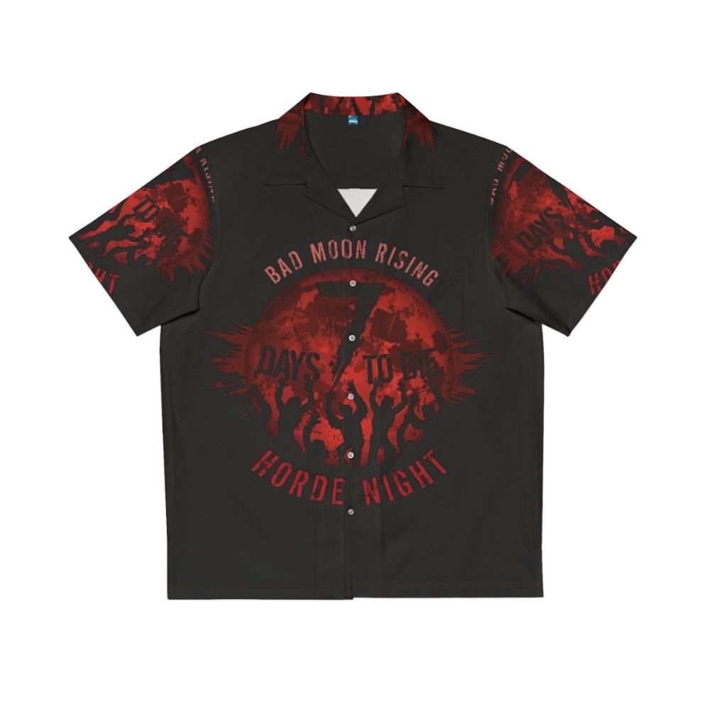 Bad Moon Rising 7 Days to Die Hawaiian Shirt featuring a zombie and moon design