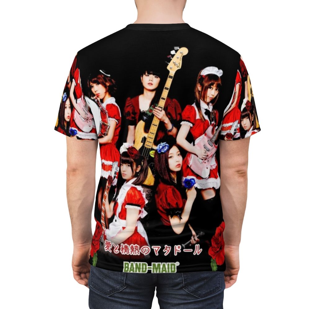 Red Flower AOP T-shirt Featuring the Iconic Band-Maid Aesthetic - men back