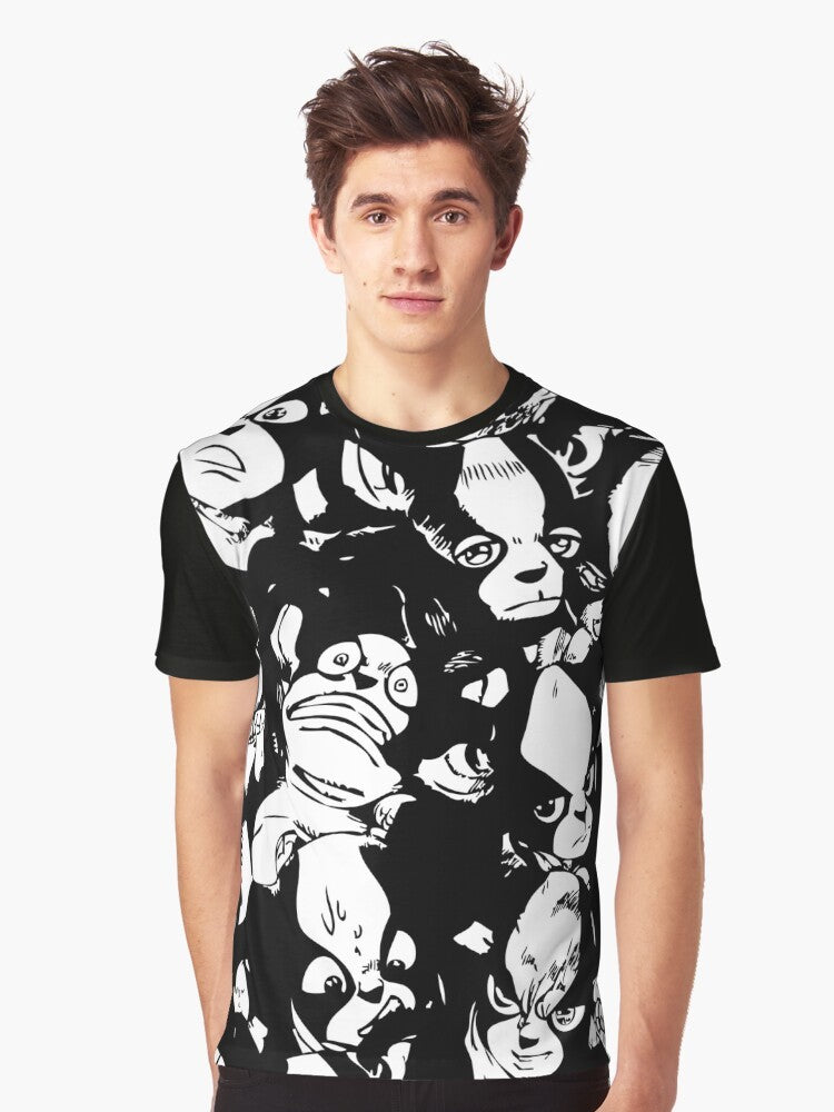 Iggy character from JoJo's Bizarre Adventure anime on a graphic t-shirt - Men