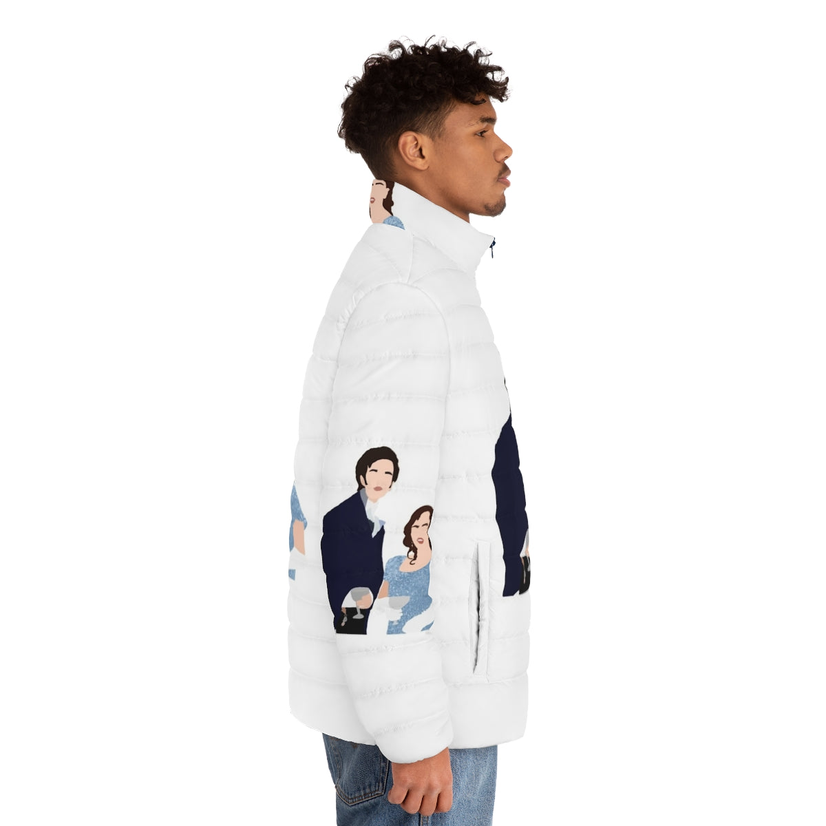 Bridgerton Penelope and Colin Smiling Puffer Jacket - Inspired by the hit Netflix series - men side right