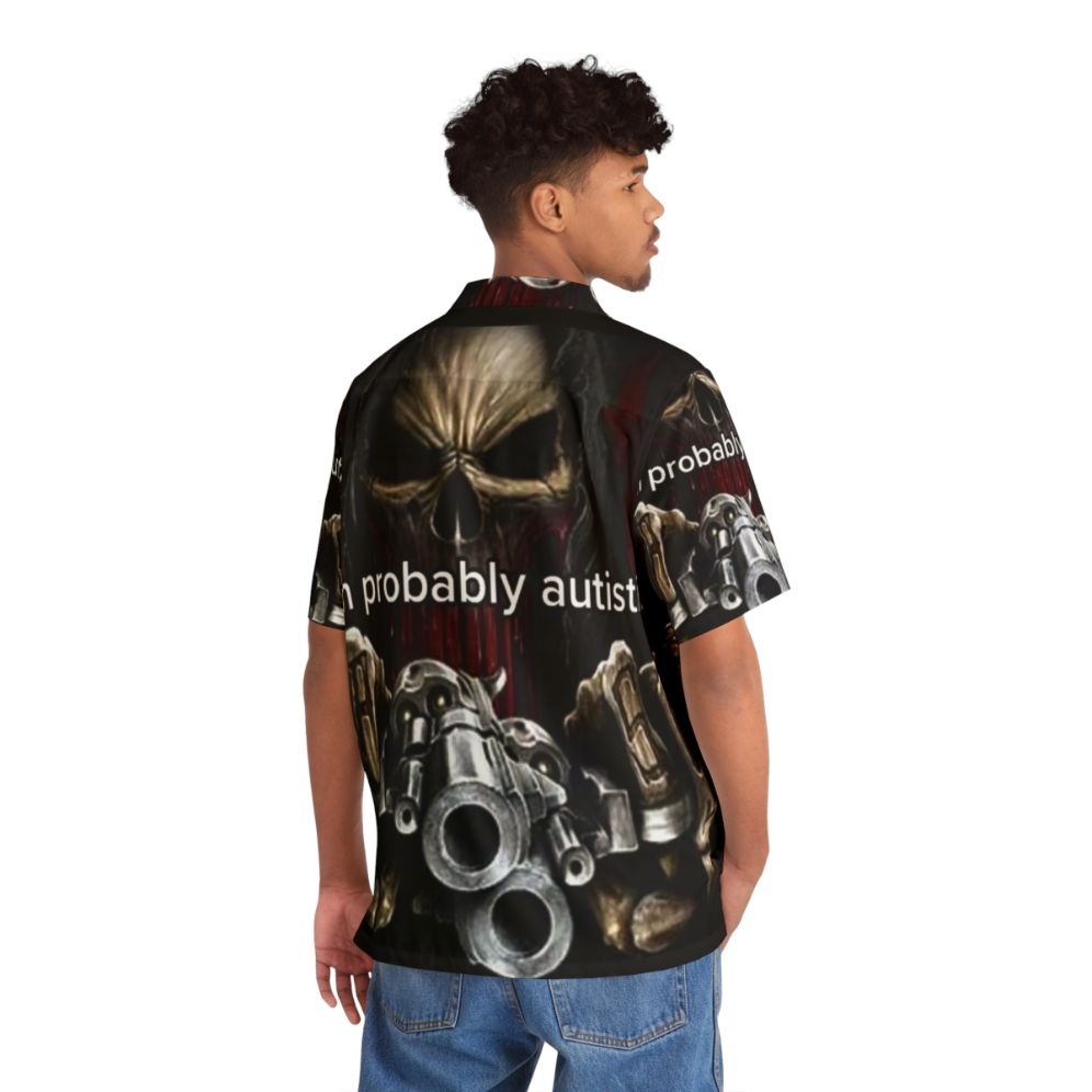 Autistic Hawaiian Shirt with Skeleton Design - People Back