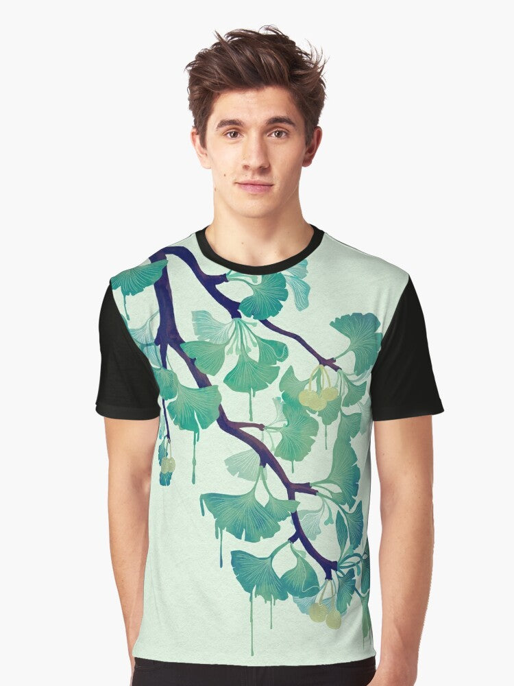 Ginkgo leaf graphic t-shirt in green - Men