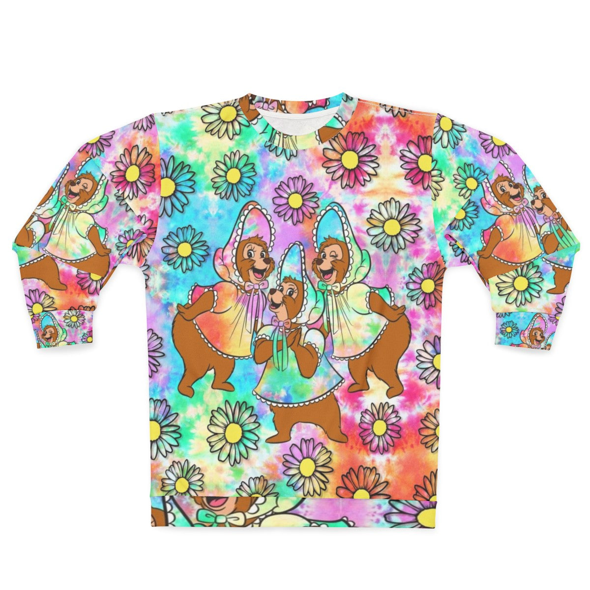 Retro tie-dye sweatshirt with sun bonnets for country bear fans