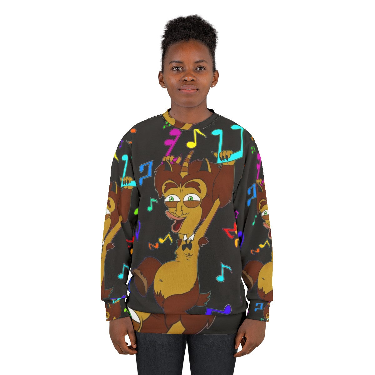 Big Mouth Maury Music Sweatshirt featuring hormone monster and adolescent animation - women