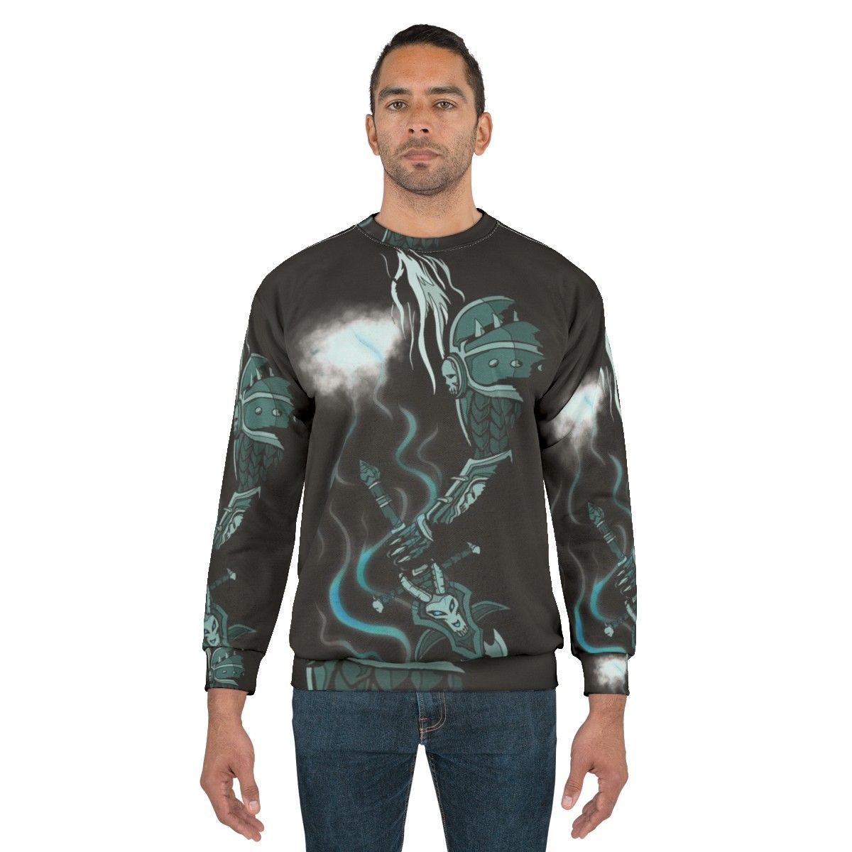 Deathknight Sweatshirt - Lich King Inspired World of Warcraft Frosty Hoodie - men