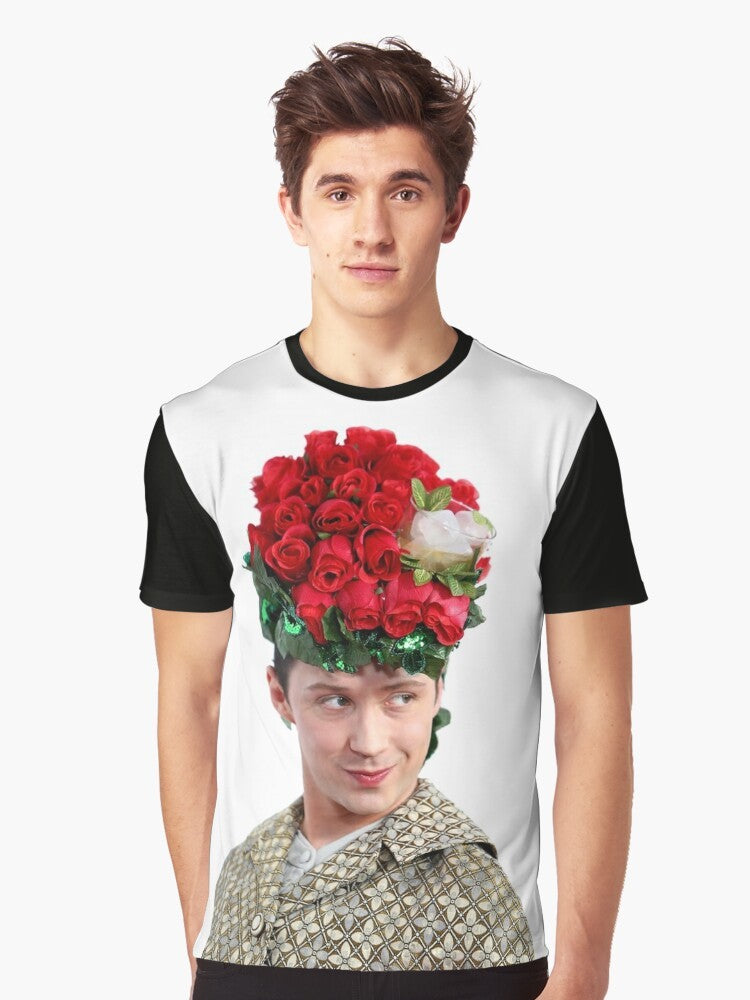 Johnny Weir Mint Julep Hat Graphic T-Shirt, featuring figure skater Johnny Weir and a mint julep hat design. - Men