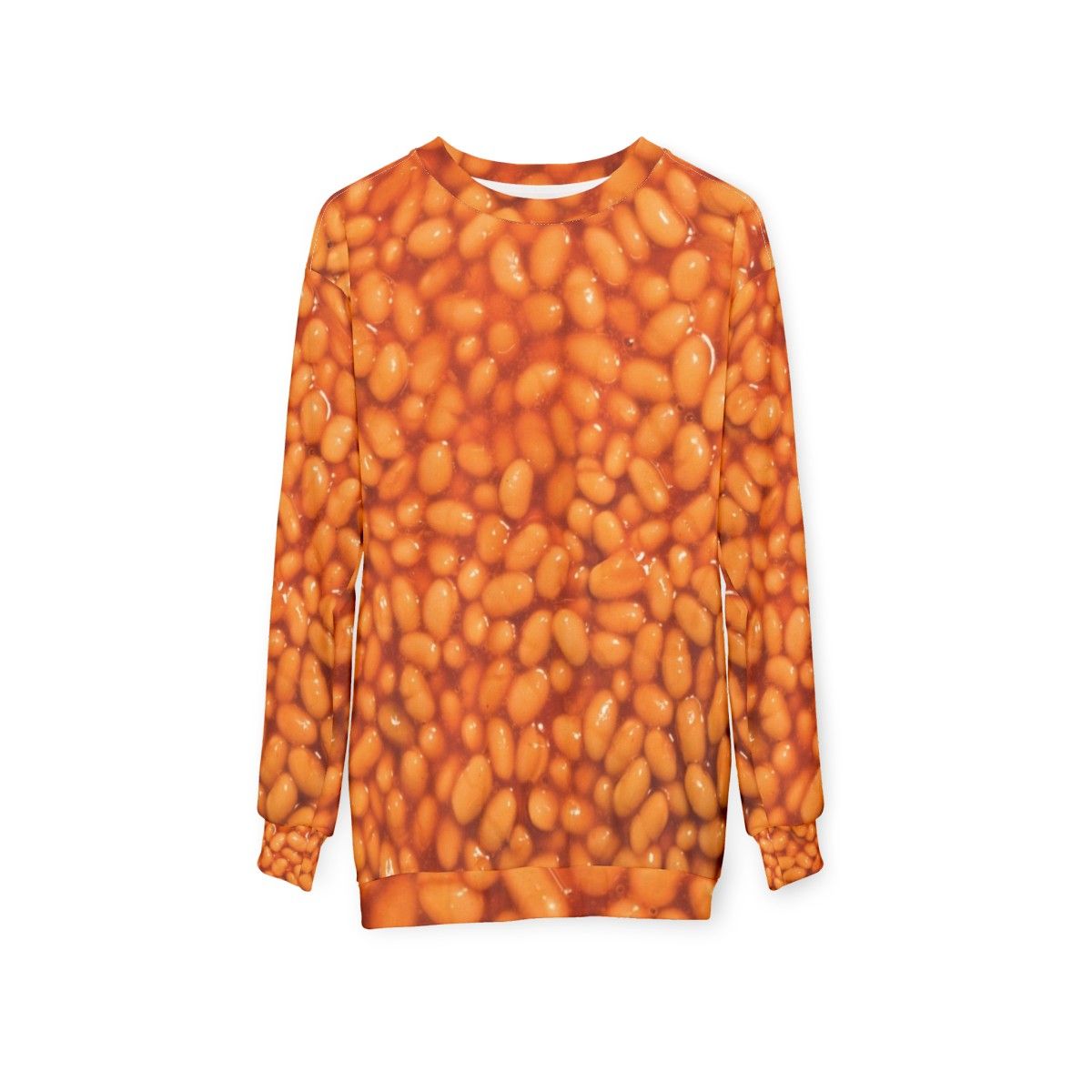 Baked beans sweatshirt with a humorous and ironic design - hanging