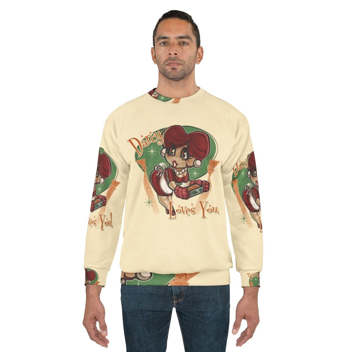 Retro 1950s heart design sweatshirt - men