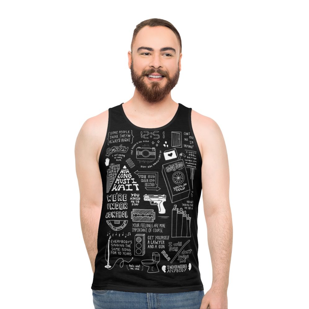 Collage of The Strokes black and white unisex tank top - men