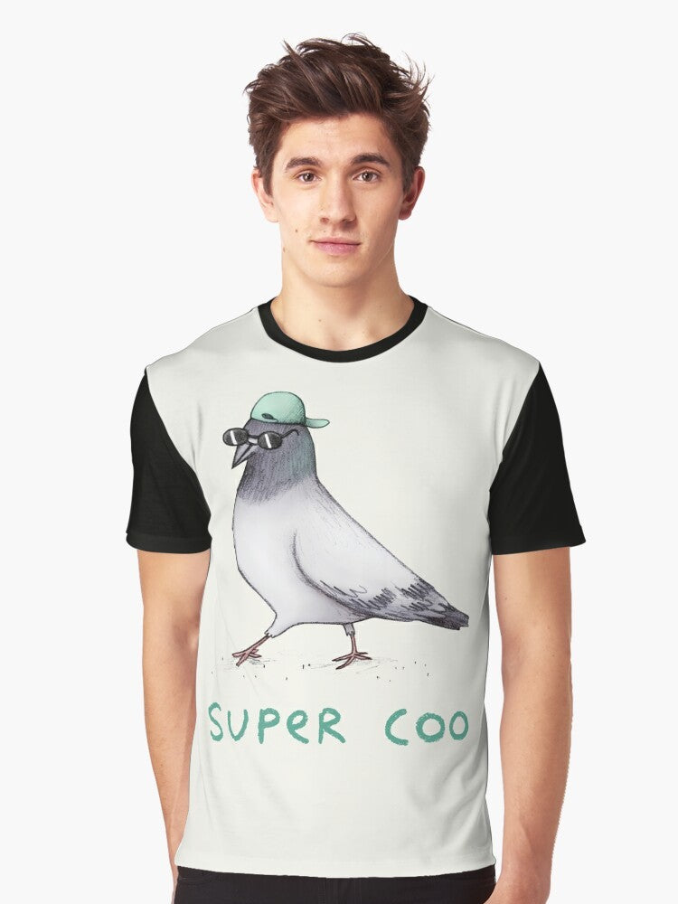 Super Coo Cool Graphic T-Shirt with Cute Bird or Pigeon Design - Men