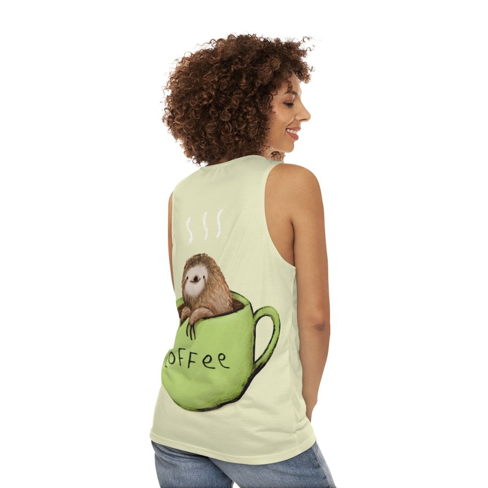 Sloffee Unisex Sloth Coffee Lover Tank Top - women back